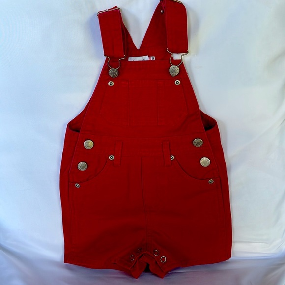 VINTAGE 2002 JACADI ADORABLE UNISEX BABY’s OVERALLS RED - SIZE 12 MOS - Picture 3 of 9